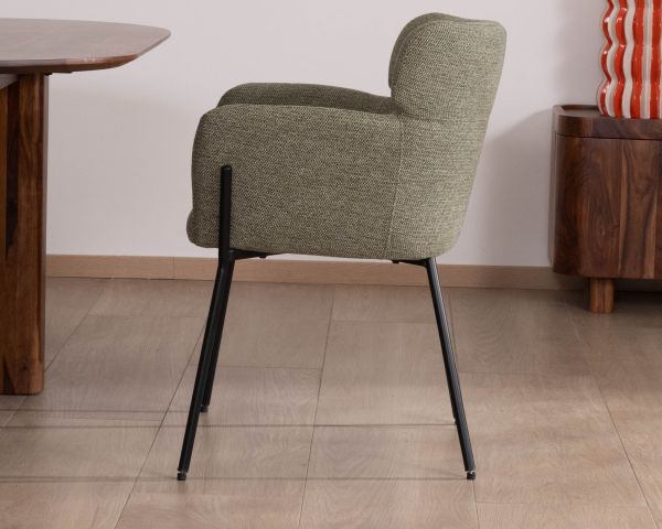 Lote de 2 sillas de comedor de tela color caqui y patas de metal «Riméno»
