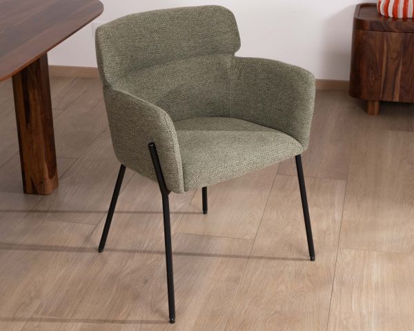 Lote de 2 sillas de comedor de tela color caqui y patas de metal «Riméno»