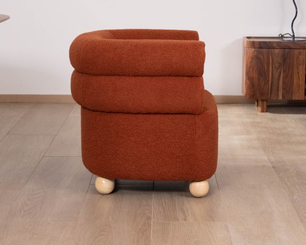 Pequeño sillón envolvente de estilo vintage «Wala» en tela color terracota
