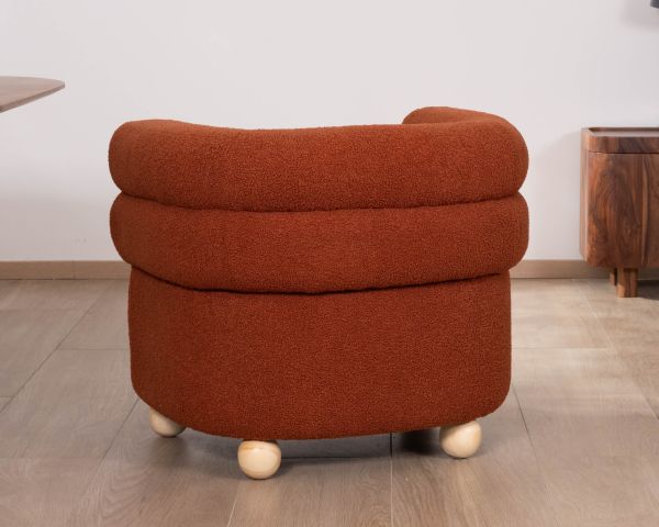 Pequeño sillón envolvente de estilo vintage «Wala» en tela color terracota