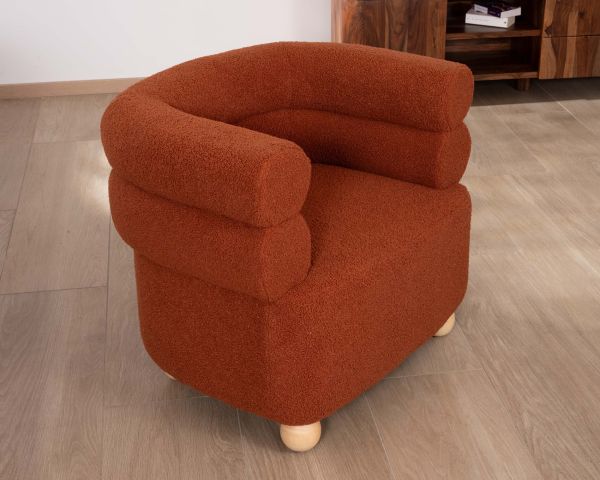 Pequeño sillón envolvente de estilo vintage «Wala» en tela color terracota