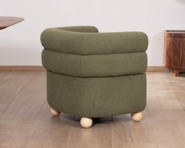 Pequeño sillón de estilo retro «Wala» en tela verde caqui