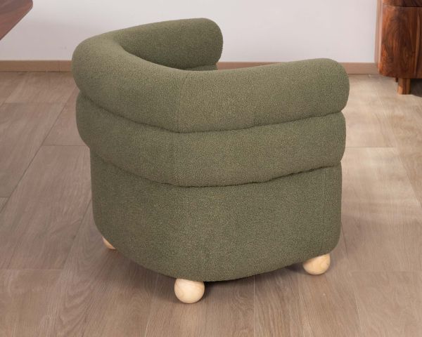 Pequeño sillón de estilo retro «Wala» en tela verde caqui