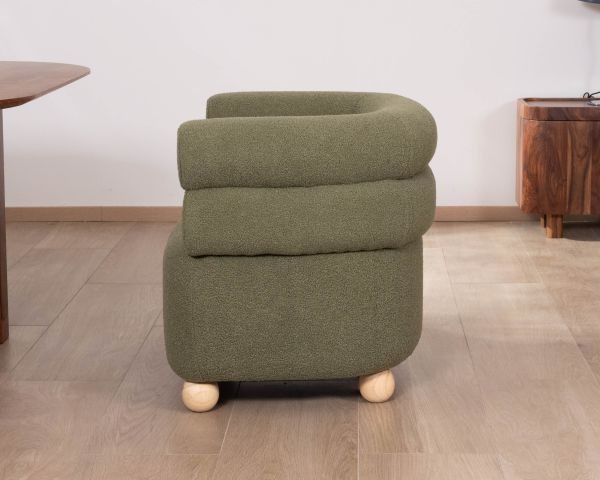 Pequeño sillón de estilo retro «Wala» en tela verde caqui