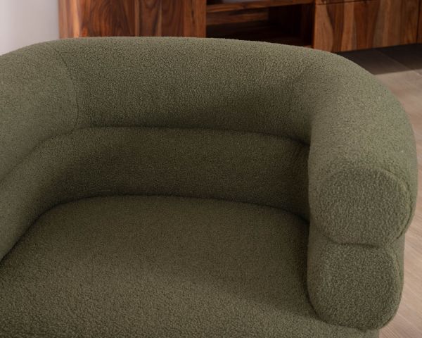 Pequeño sillón de estilo retro «Wala» en tela verde caqui