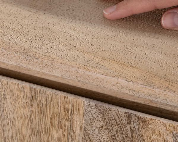 Aparador de líneas sencillas en madera maciza de mango, 180 cm, con 3 puertas y cajones «Gola»