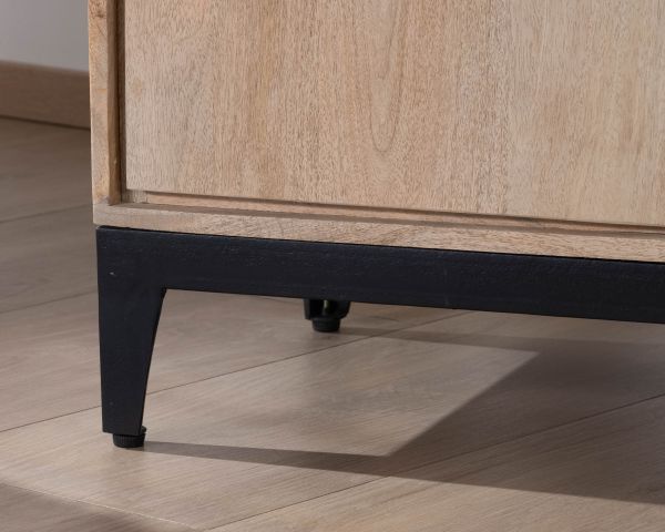 Aparador de líneas sencillas en madera maciza de mango, 180 cm, con 3 puertas y cajones «Gola»