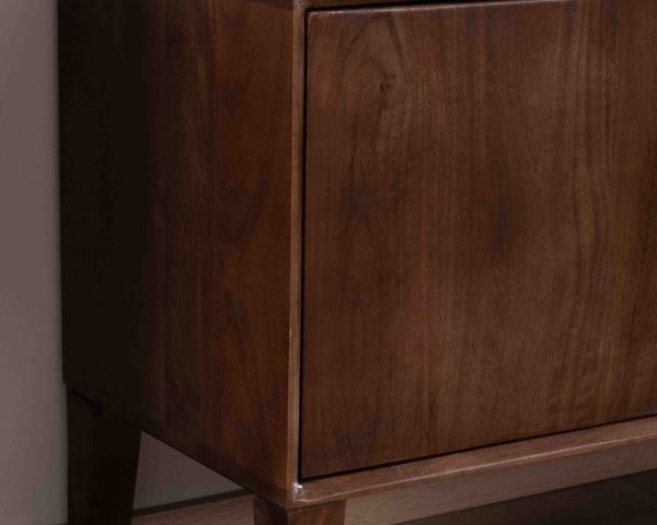 Mueble para la tele de estilo neorretro en madera maciza de mango oscuro, 150 cm, «Kaldo»