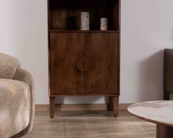 Estantería retro de madera maciza de mango oscuro, 60 cm, «Kaldo», estilo mid-century