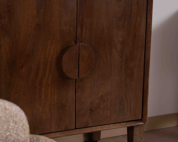 Estantería retro de madera maciza de mango oscuro, 60 cm, «Kaldo», estilo mid-century