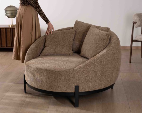 Sillón XL de tejido rizado color topo «Sweet Culture», 120 cm, ultracómodo