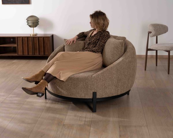 Sillón XL de tejido rizado color topo «Sweet Culture», 120 cm, ultracómodo
