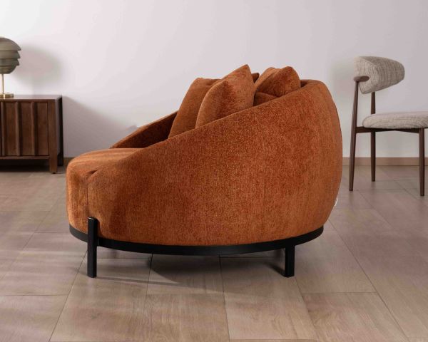 Sillón XL de 120 cm, ultracómodo, con cojines a juego «Sweet Culture» de tejido rizado en color terracota