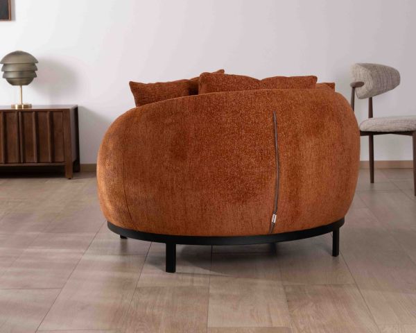 Sillón XL de 120 cm, ultracómodo, con cojines a juego «Sweet Culture» de tejido rizado en color terracota