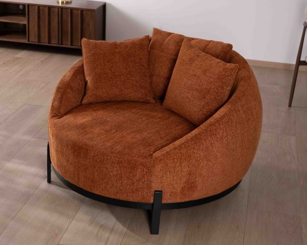 Sillón XL de 120 cm, ultracómodo, con cojines a juego «Sweet Culture» de tejido rizado en color terracota