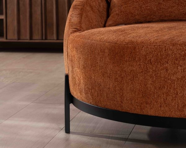 Sillón XL de 120 cm, ultracómodo, con cojines a juego «Sweet Culture» de tejido rizado en color terracota
