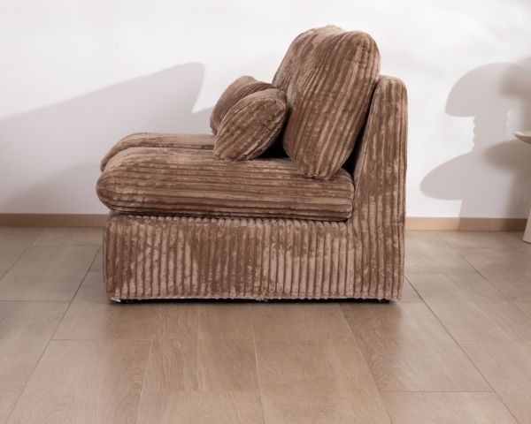 Módulo de dos plazas para el sofá modular «Kédusa», de terciopelo con rayas anchas en color camel 