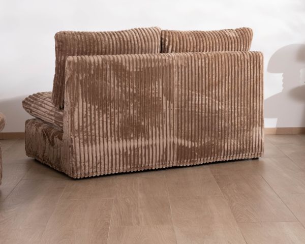 Módulo de dos plazas para el sofá modular «Kédusa», de terciopelo con rayas anchas en color camel 