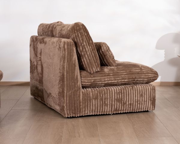 Módulo de dos plazas para el sofá modular «Kédusa», de terciopelo con rayas anchas en color camel 