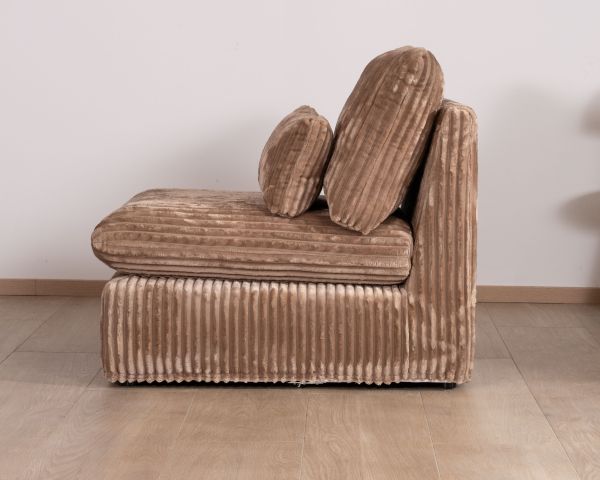 Módulo de 1 plaza para el sofá modular «Kédusa» en terciopelo de rizo ancho color camel 