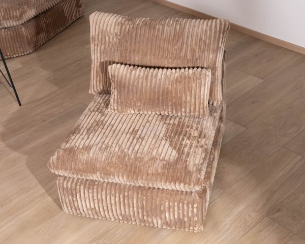 Módulo de 1 plaza para el sofá modular «Kédusa» en terciopelo de rizo ancho color camel 