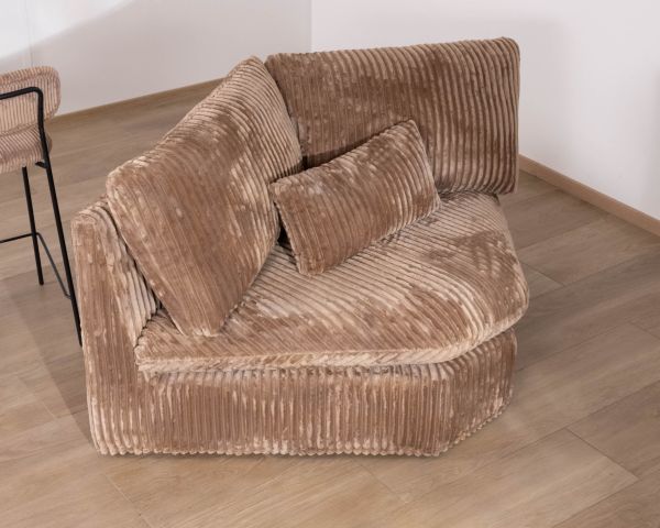 Módulo de esquina para sofá modular de color camel, de terciopelo de rizo ancho «Kédusa»