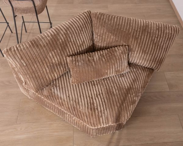 Módulo de esquina para sofá modular de color camel, de terciopelo de rizo ancho «Kédusa»