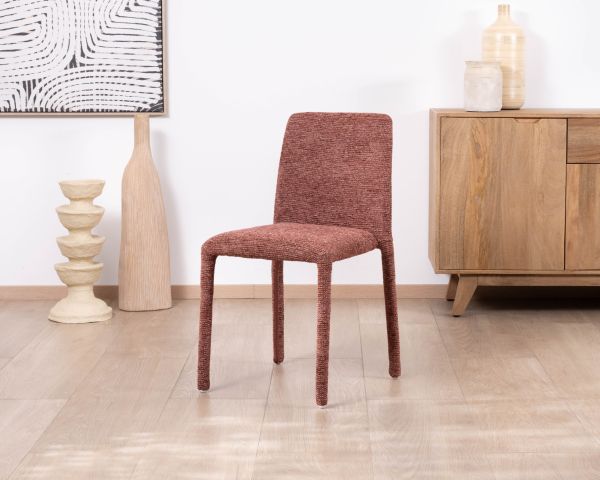 Lote de 4 sillas de comedor apilables con tapizado integral «Otto» en tejido de trama roja