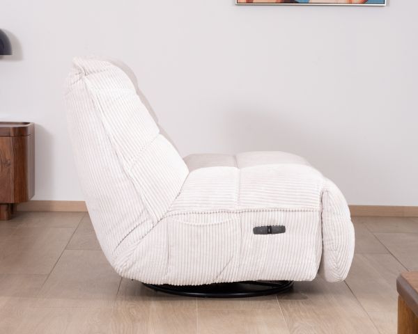 Sillón giratorio y reclinable de pana cruda «Cascada»