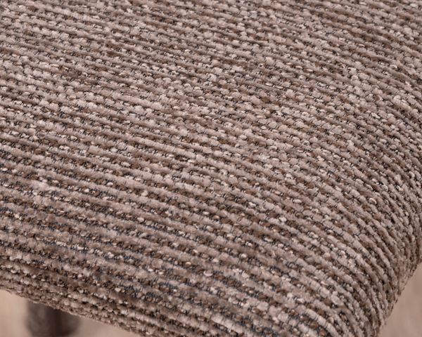 Lote de 4 sillas de comedor contemporáneas en tejido «Otto» de color cacao con trama, tapizadas íntegramente y de líneas depuradas