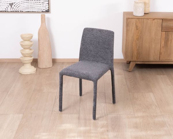 Lote de 4 sillas apilables de comedor de tela gris grafito texturizada «Otto» 