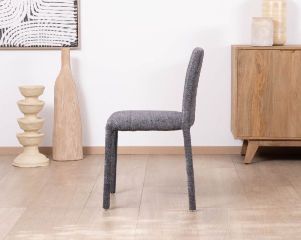 Lote de 4 sillas apilables de comedor de tela gris grafito texturizada «Otto» 