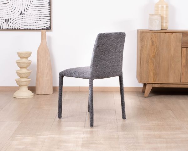 Lote de 4 sillas apilables de comedor de tela gris grafito texturizada «Otto» 