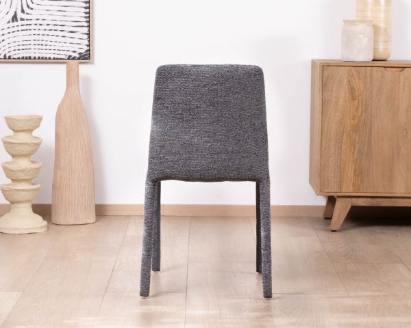 Lote de 4 sillas apilables de comedor de tela gris grafito texturizada «Otto» 