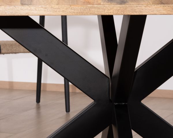 Mesa de comedor industrial cuadrada de 150 x 150 cm, de metal y madera, «Caractère»
