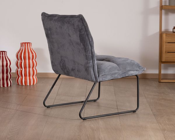Lote de 2 sillones sin reposabrazos de terciopelo acanalado gris «Calvin»