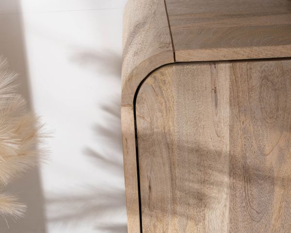 Aparador de 180 cm de madera de mango con diseño minimalista «Jappy» de estilo japandi, de 4 puertas