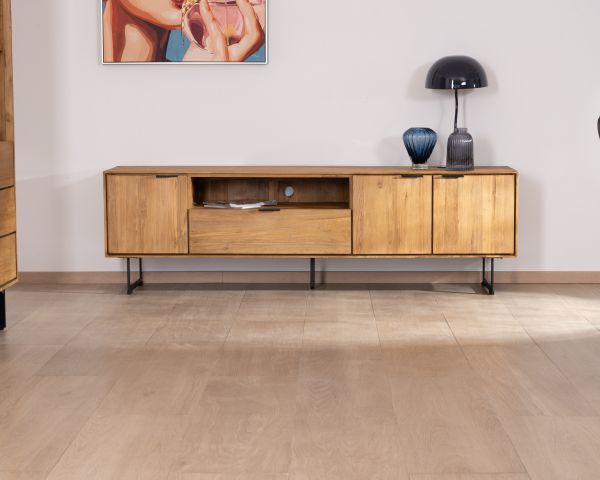 Mueble de televisión grande de 200 cm de teca reciclada «Bahia», estilo retro