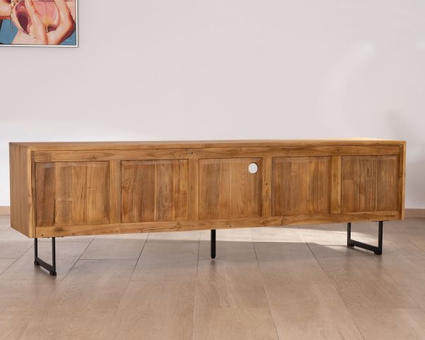 Mueble de televisión grande de 200 cm de teca reciclada «Bahia», estilo retro