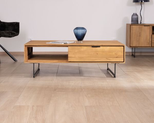Mesa de salón con espacio de almacenamiento «Bahia» de teca natural