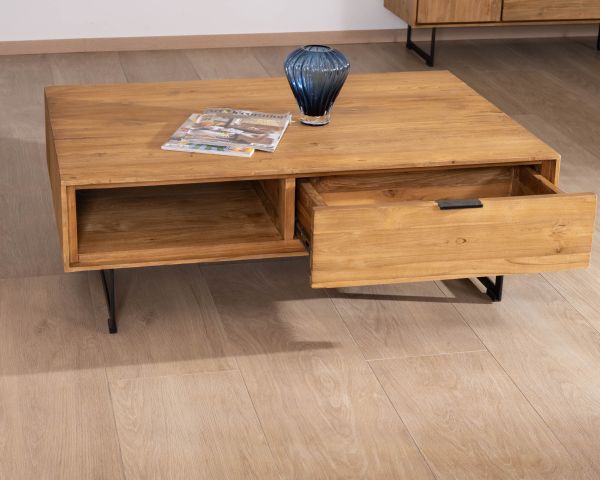 Mesa de salón con espacio de almacenamiento «Bahia» de teca natural