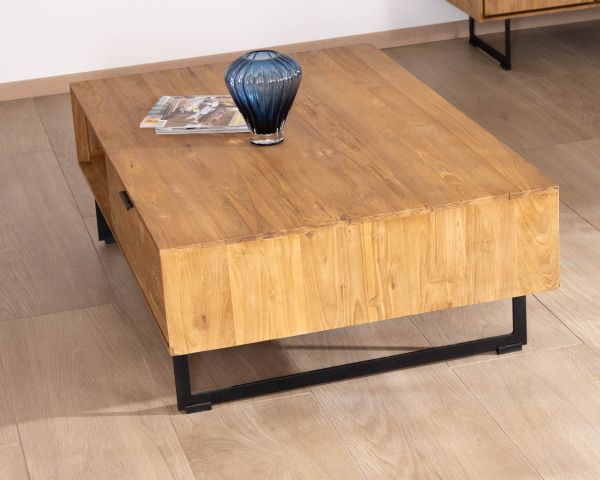 Mesa de salón con espacio de almacenamiento «Bahia» de teca natural