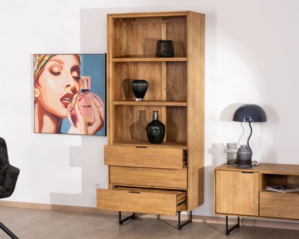 Librería de estilo retro de teca «Bahia» de 3 estantes