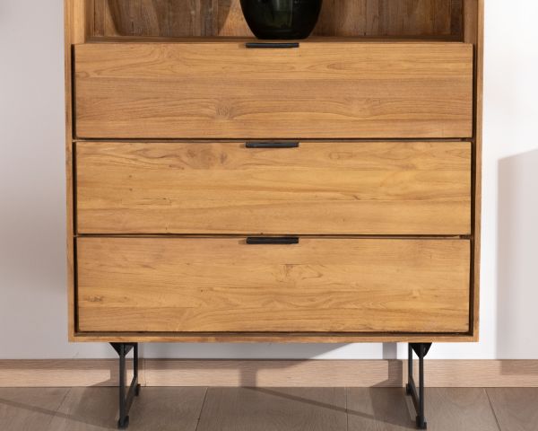Librería de estilo retro de teca «Bahia» de 3 estantes