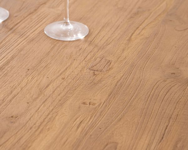 Mesa de comedor ovalada de teca natural «Bahia» con patas de metal Mikado