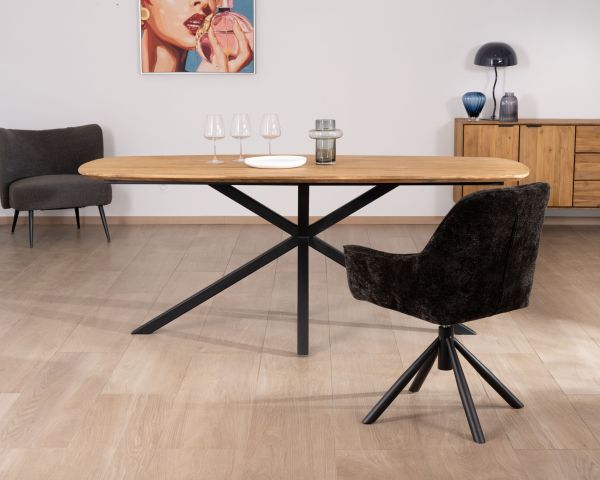 Mesa de comedor tipo barco de teca reciclada con patas Mikado «Bahia», 200 cm