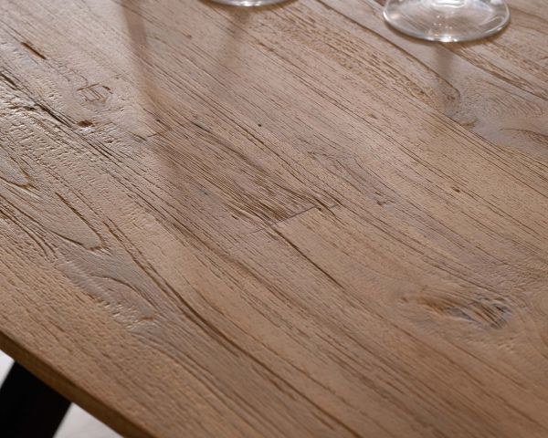 Mesa de comedor tipo barco de teca reciclada con patas Mikado «Bahia», 200 cm