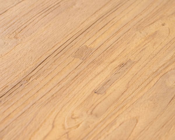 Mesa de comedor de 2 m de teca natural «Bahia» con patas de metal Mikado