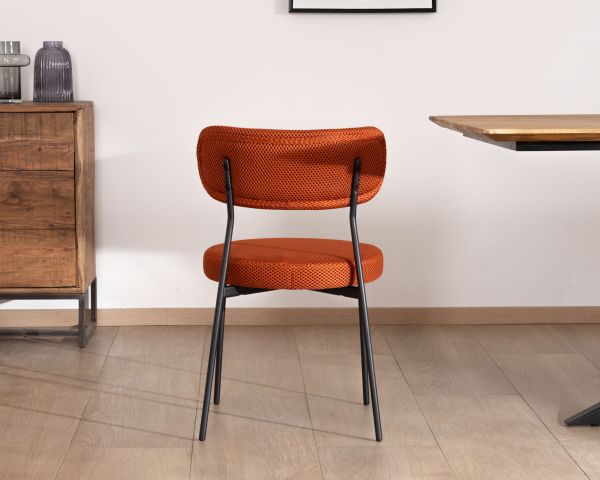 Lote de 2 sillas de comedor de tela color terracota y patas de metal de estilo retro «Lato» 