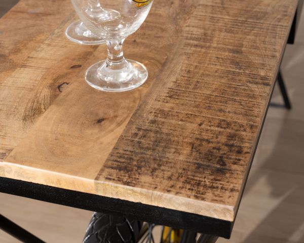 Consola vintage para moto muy original, de madera y metal negro, «Crazy»